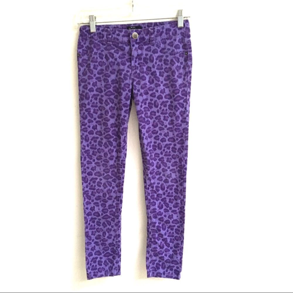 Children’s Place purple leopard print jeans 12‎